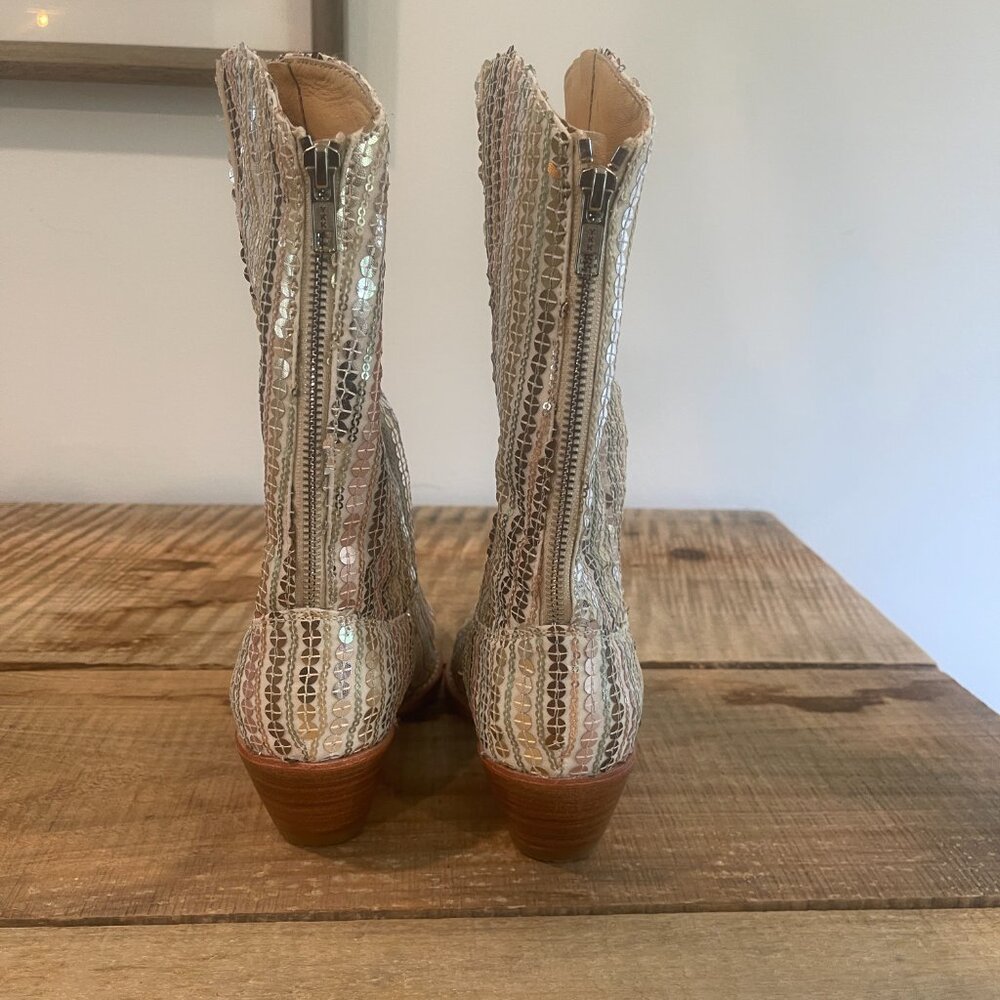 Momo New York Sequin Embroidered Western Boots Luna X Free People NWOB Size 39 - Picture 7 of 10